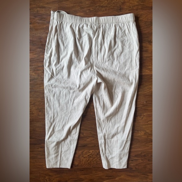 J Jill Linen Blend Cropped Pants Khaki Button Ankle Detail Side Zip NWT XL - Picture 2 of 10